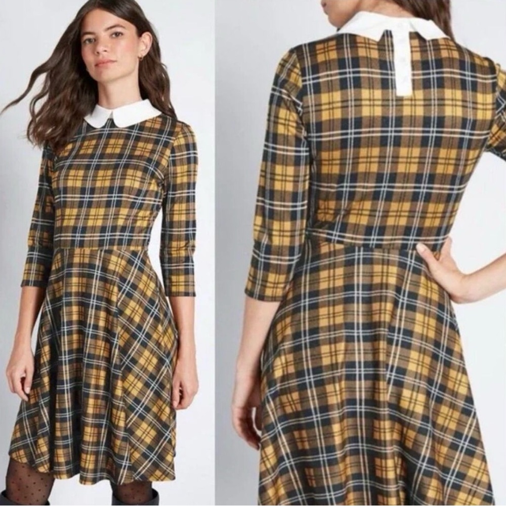 ModCloth Perfectly Proper A-line Plaid Dress-XL